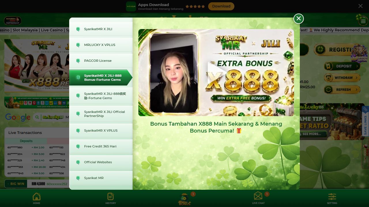 MrLucky88 homepage screenshot